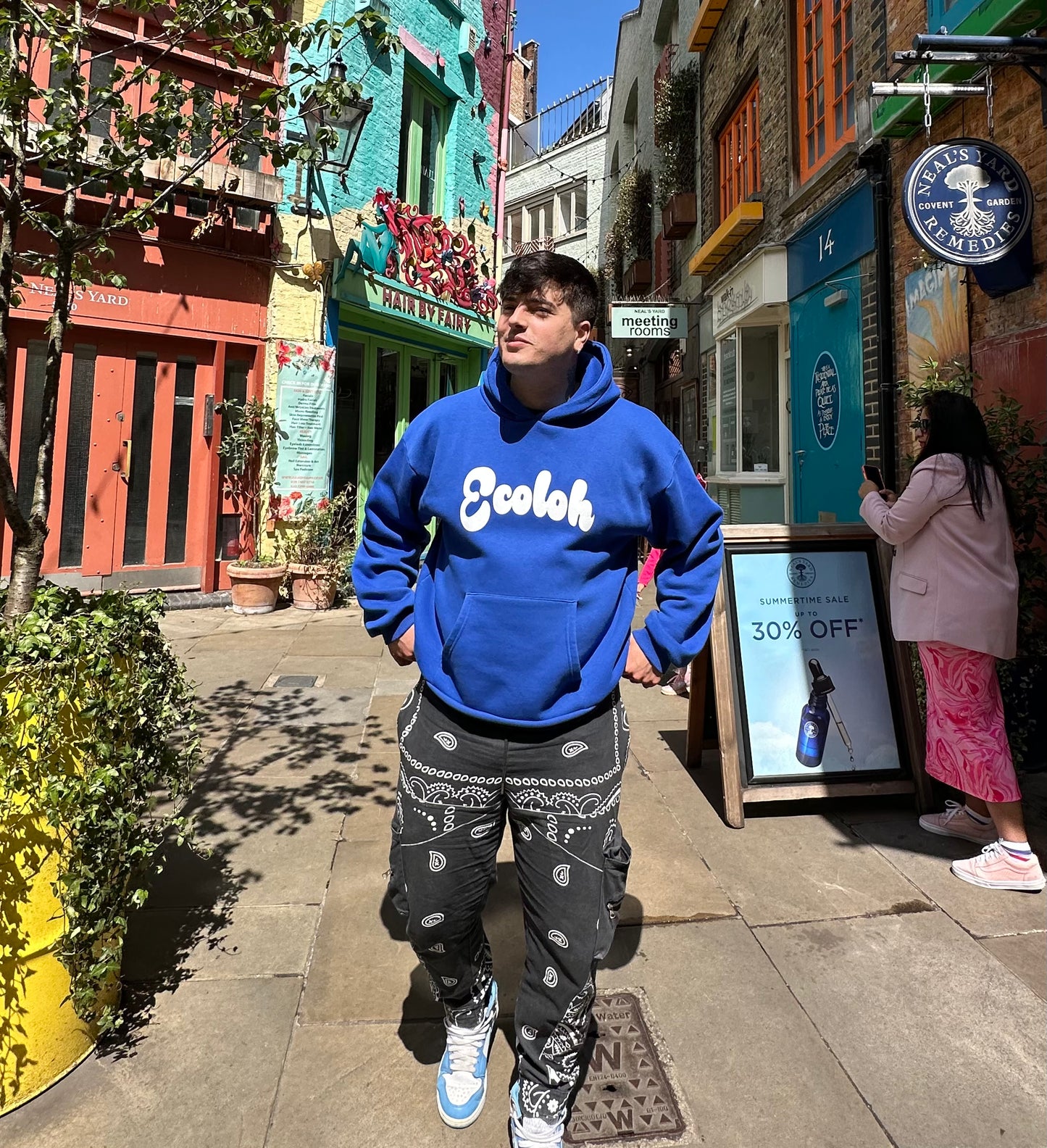 Felpa ECOLOH Blu con cappuccio